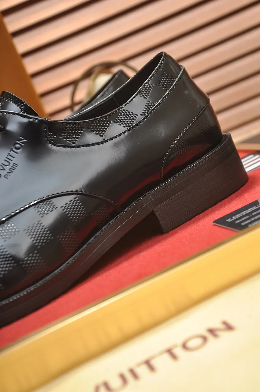 Men's shoes💰460💶【LOUIS VUITTON】(sheepskin lining) new cowhide LV formal shoes🎩🎩❗️🆘made one to one at the counter🎩original quality, imported cowhide upper➕full sheepskin lining➕original rubber outsole, {high quality visible}👣Size: 38-45 (45 custom-made)